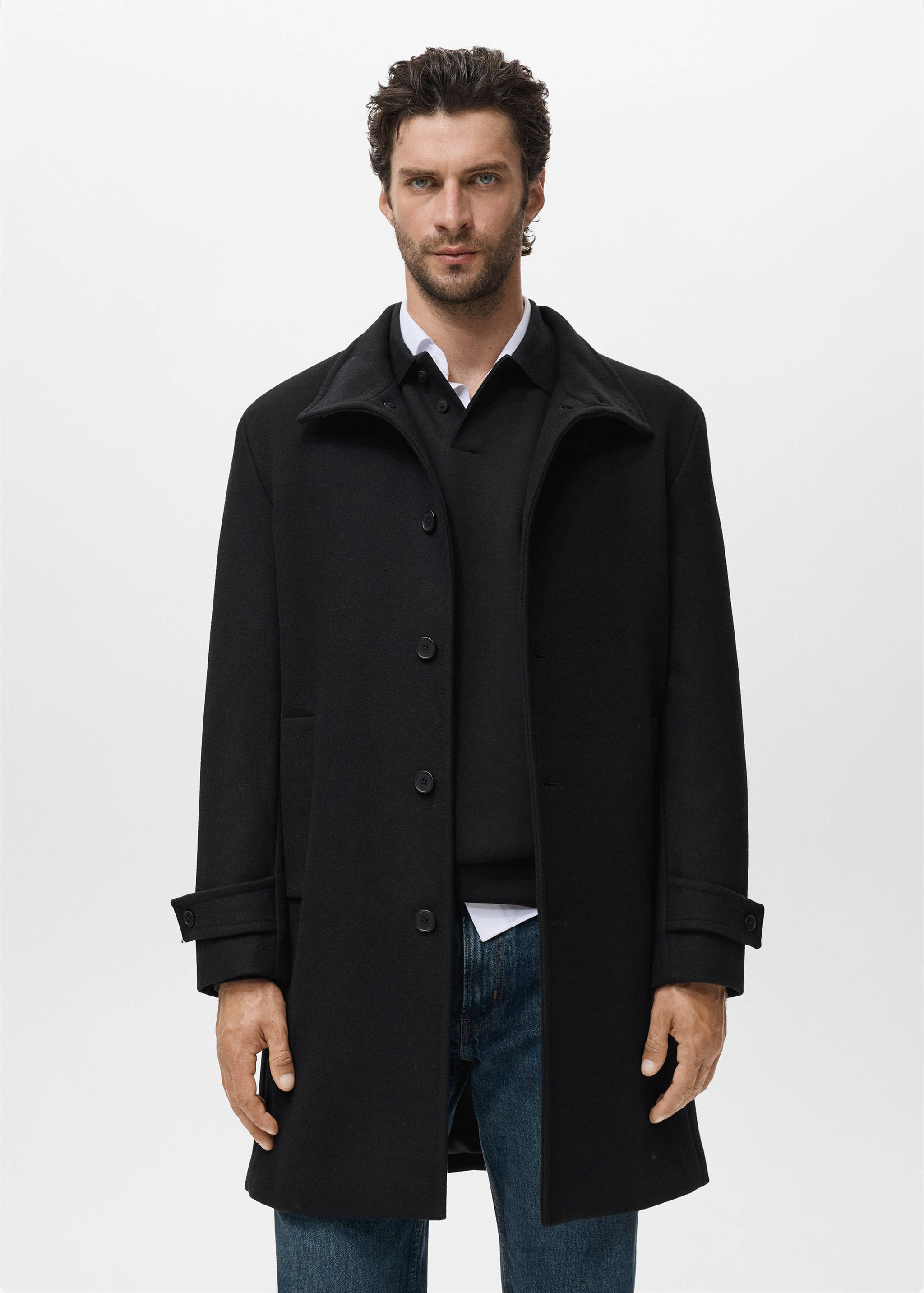 Wool funnel neck coat - Medium plane