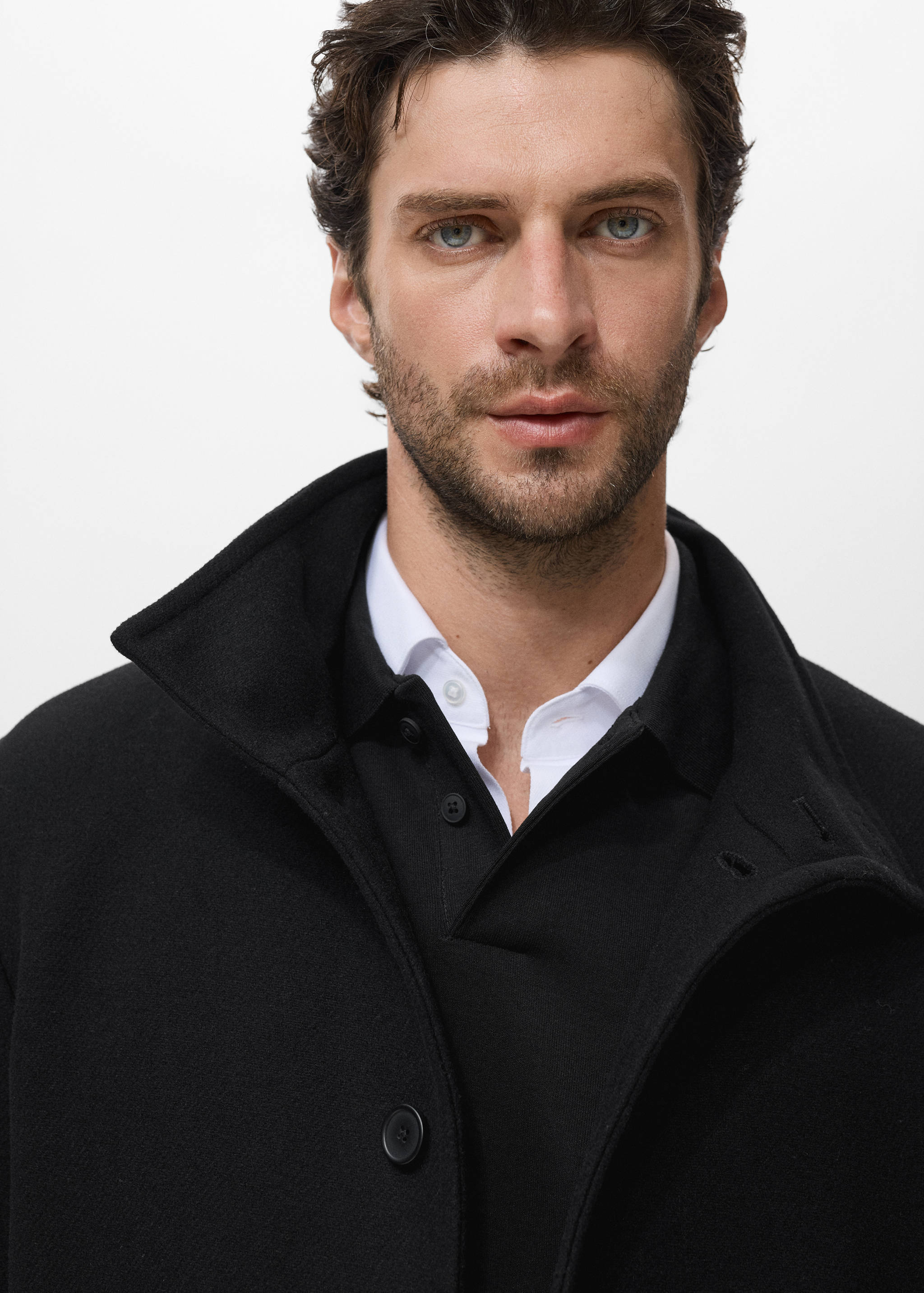 Wool funnel neck coat - Details of the article 1