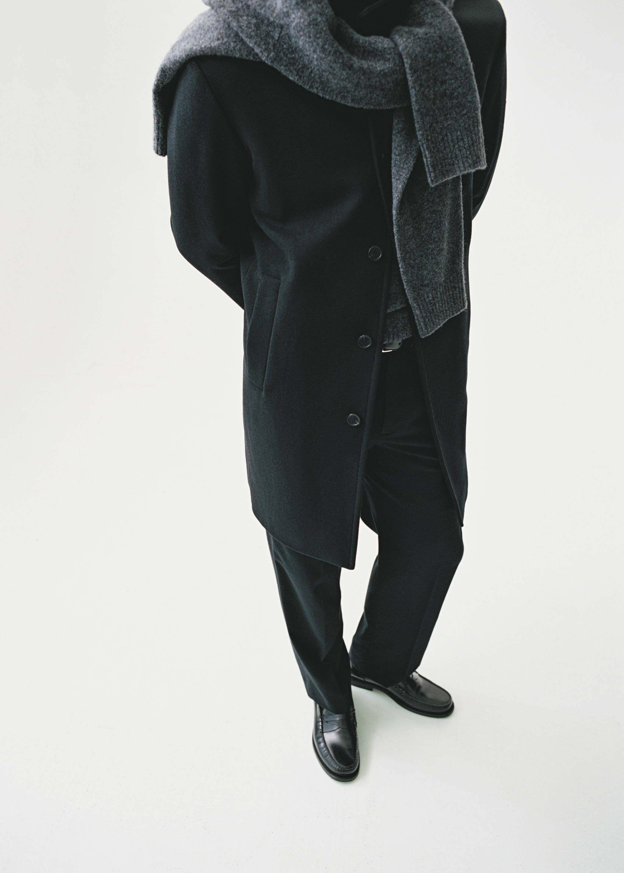Wool funnel neck coat - Details of the article 3