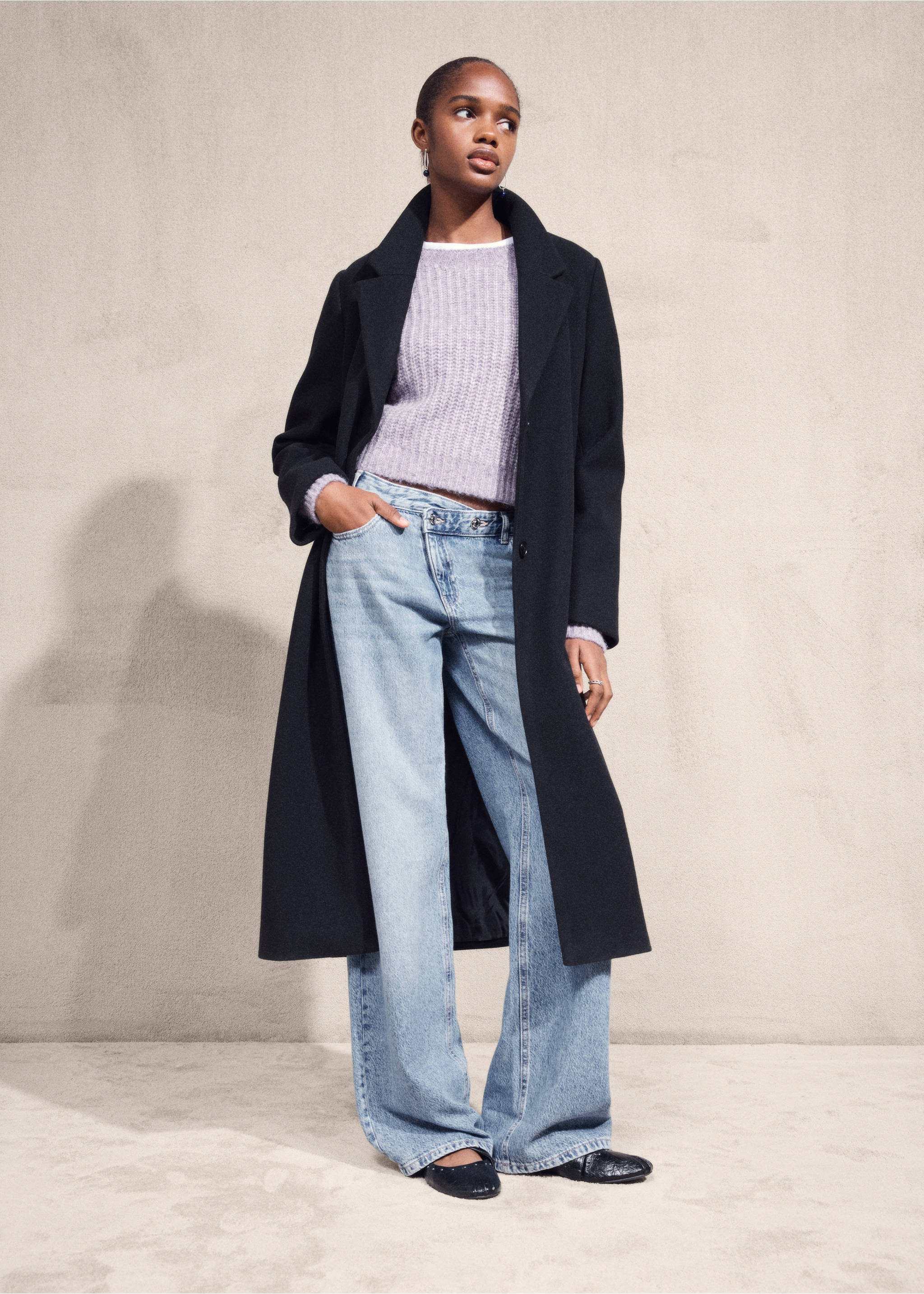 Manteau long drap de laine - Détail de l'article 6, Noir. Ref: 17066723-00.