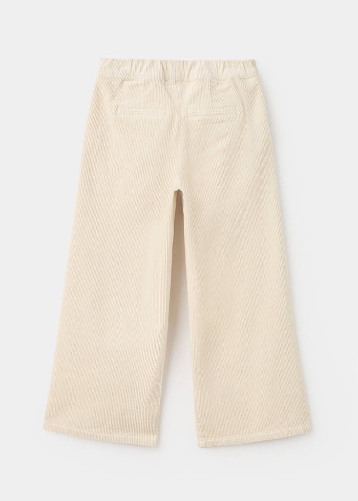 Wide leg corduroy trousers — Ecru