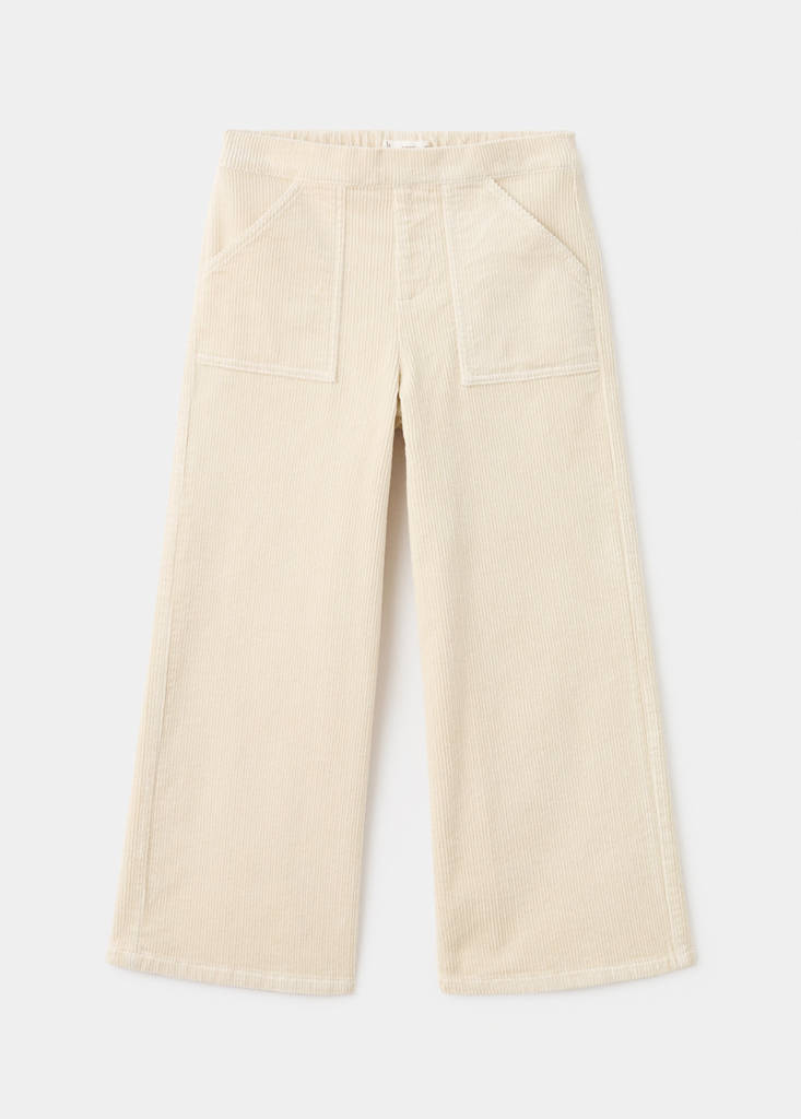 Wide leg corduroy trousers — Ecru