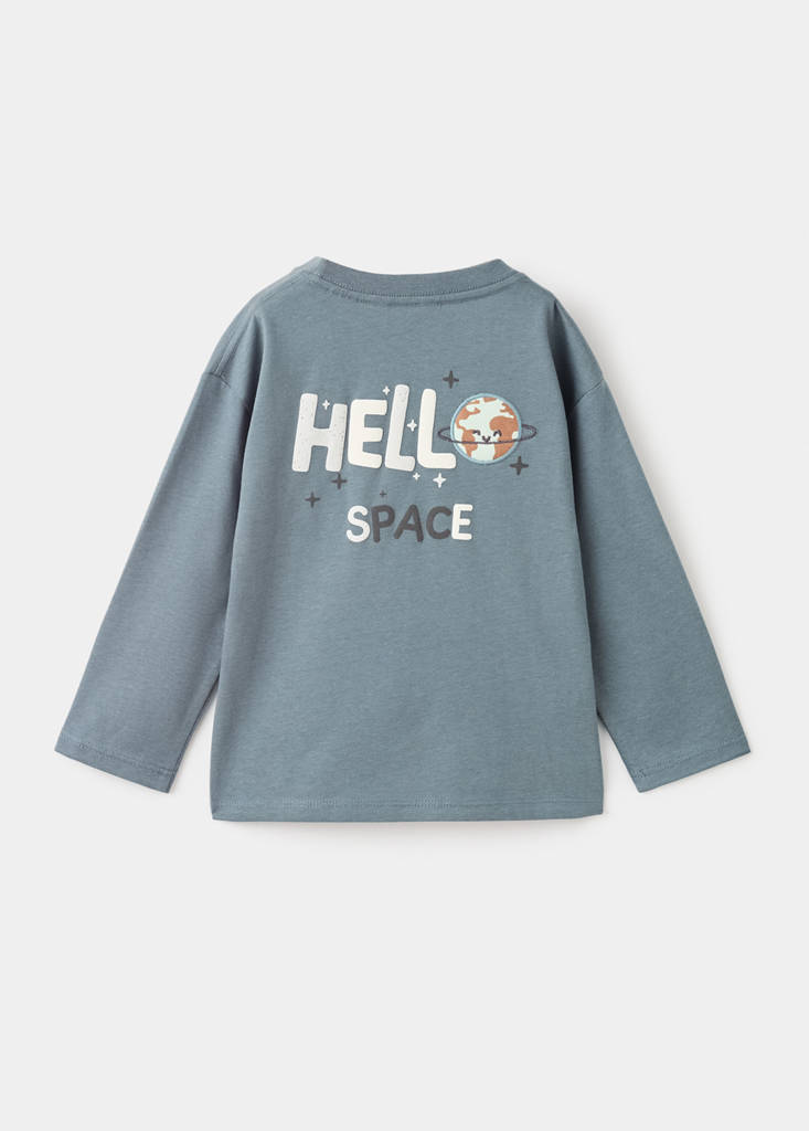 Printed cotton-blend T-shirt — Aqua Green