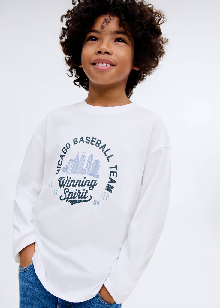 Printed long sleeve t-shirt — White