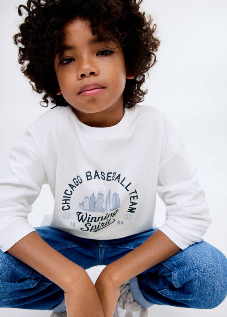 Printed long sleeve t-shirt — White