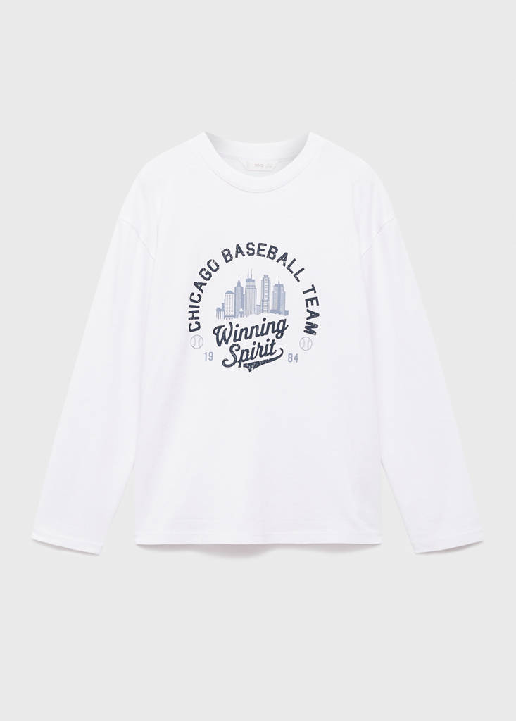 Printed long sleeve t-shirt — White