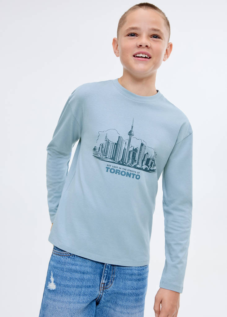 Printed long sleeve t-shirt — Blue