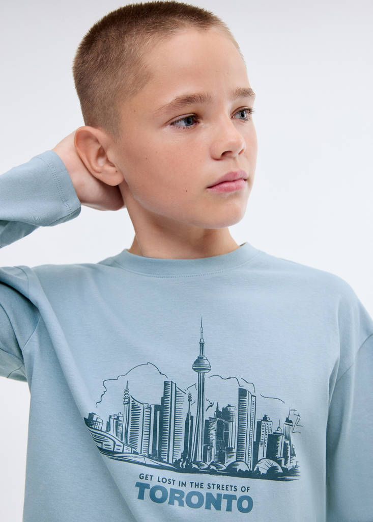 Printed long sleeve t-shirt — Blue