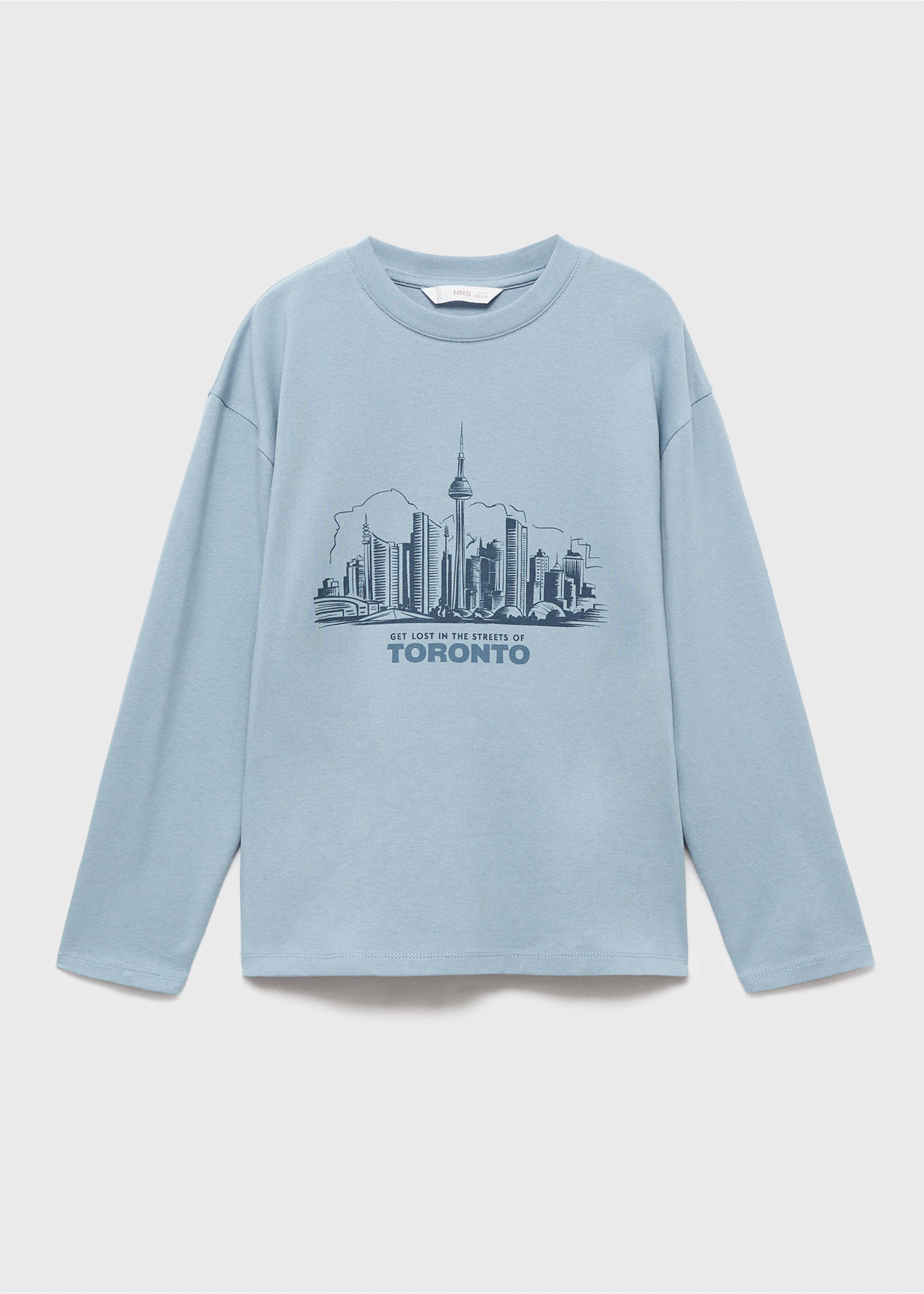 T-shirt manches longues imprimé - Article sans modèle, Bleu. Ref: 17066728-00.