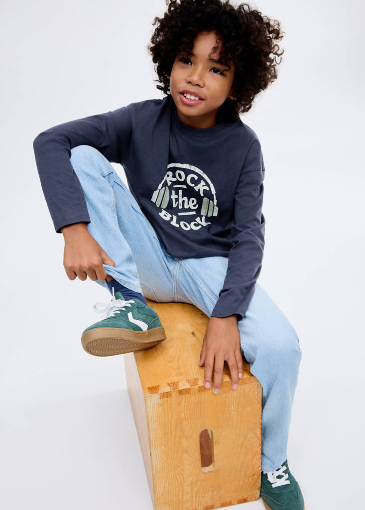 Printed long sleeve t-shirt — Navy