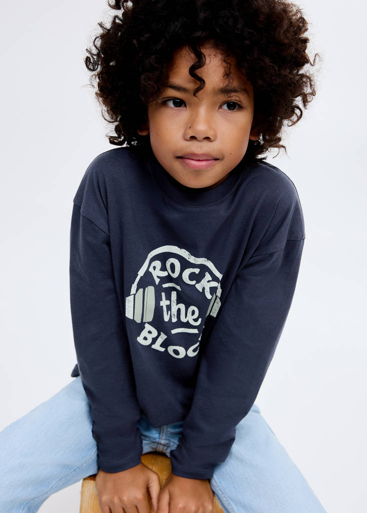 Printed long sleeve t-shirt — Navy