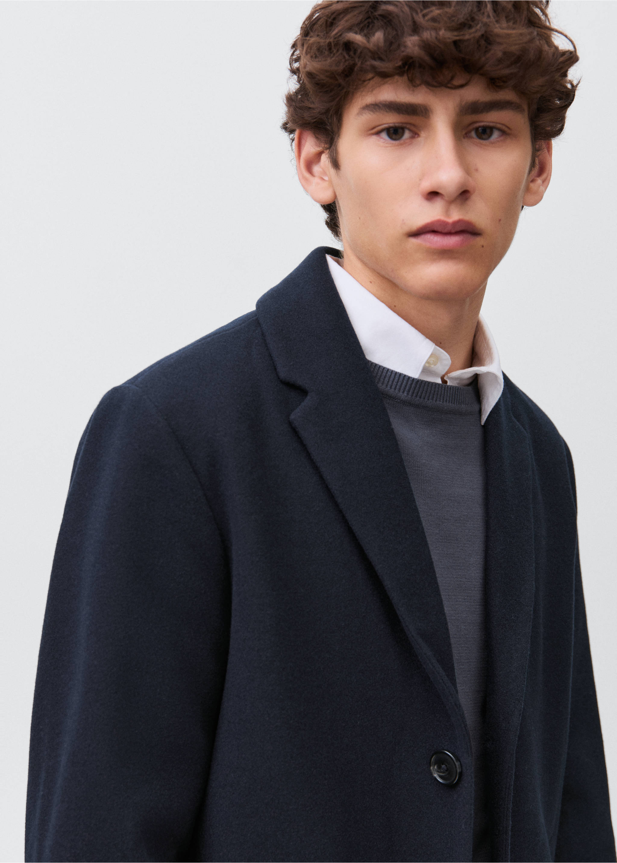 Abrigo paño midi - Detalle del artículo 1, Azul marino. Ref: 17066730-00.