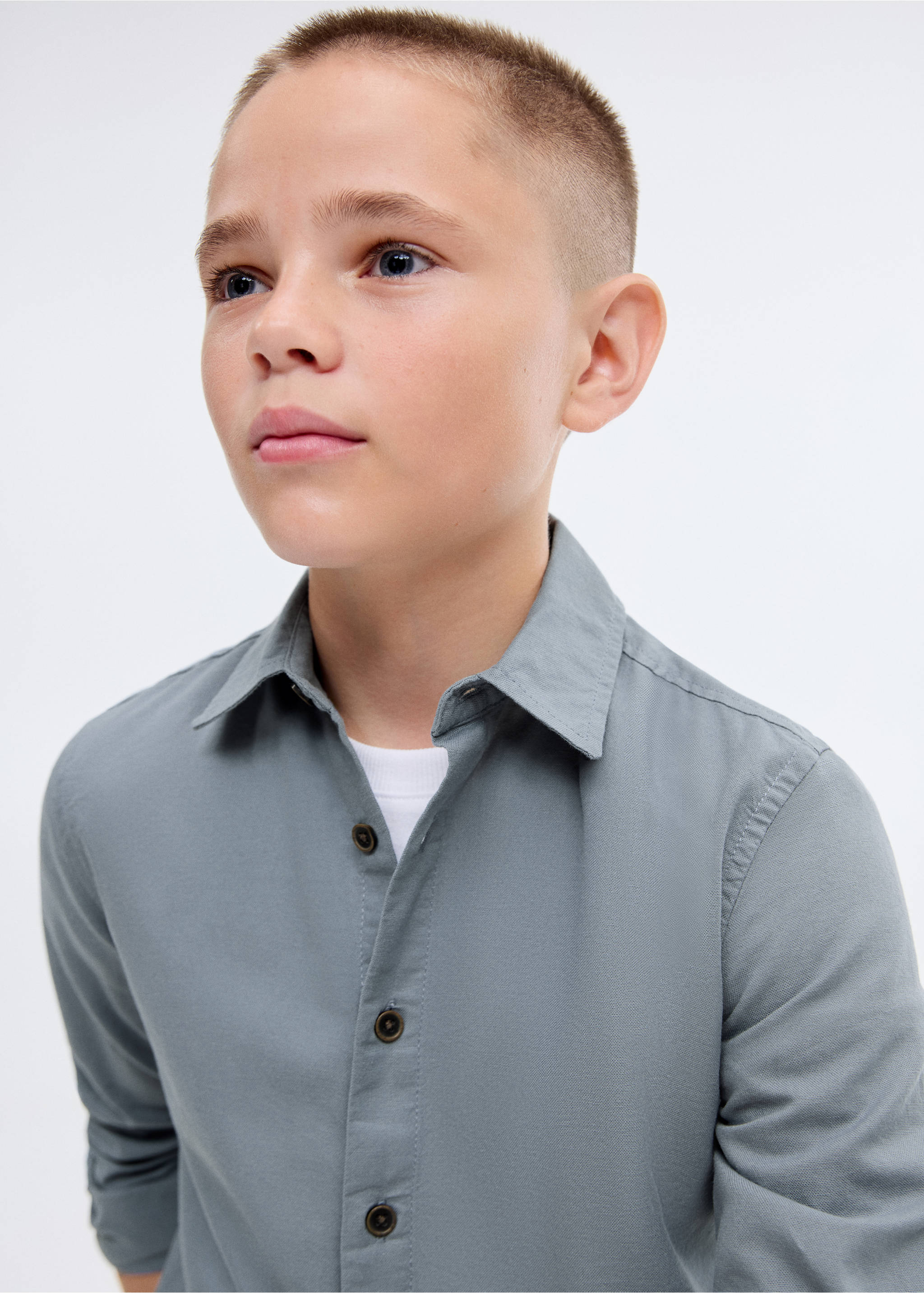 Cotton shirt - Details of the article 1, Turquoise. Ref: 17066732-00.