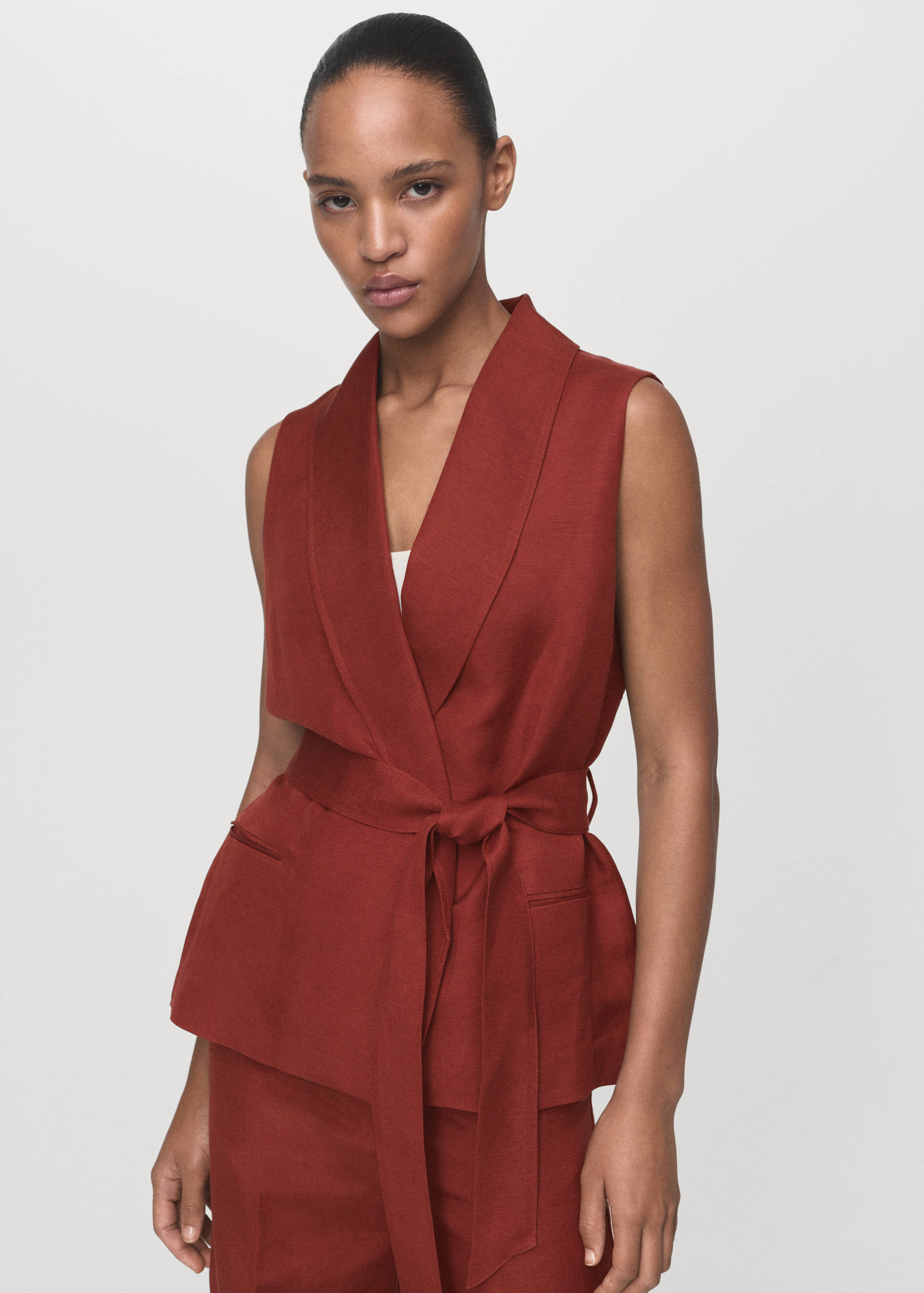 Linen suit vest with belt - Medium plane