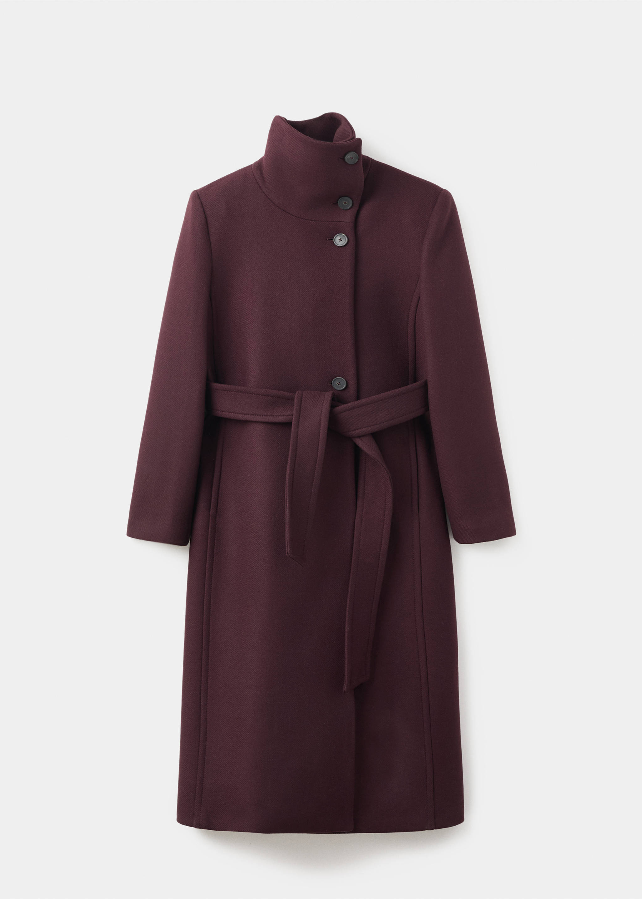 Manteco wool coat with belt - Article without model, Maroon. Ref: 17066744-00.