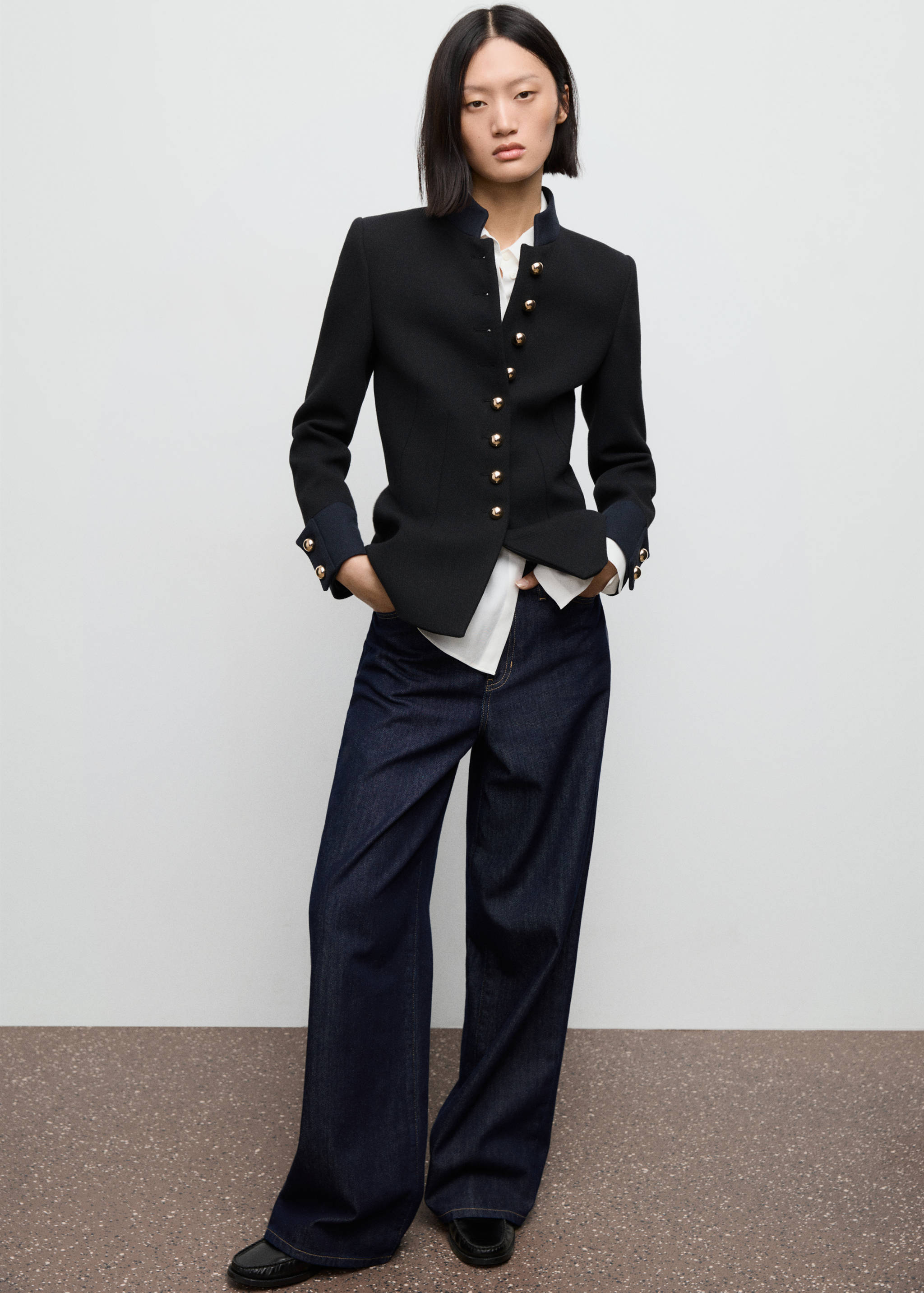 Fitted jacket with band collar - General plane