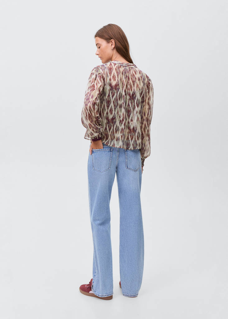 Semi-transparent printed blouse — Ecru