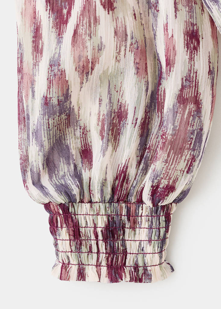 Semi-transparent printed blouse — Ecru