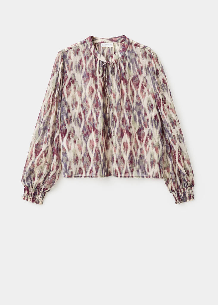 Semi-transparent printed blouse — Ecru