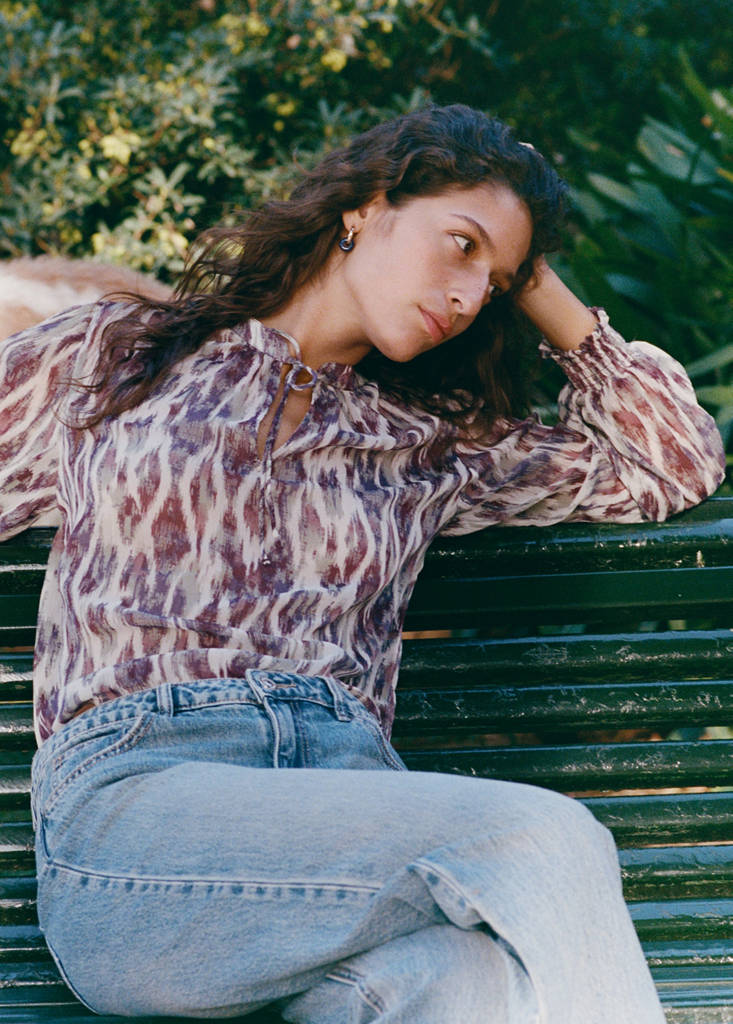 Semi-transparent printed blouse — Ecru