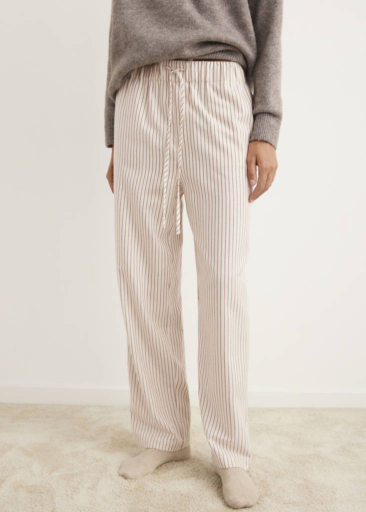 Woven striped flannel trousers — Ivory White