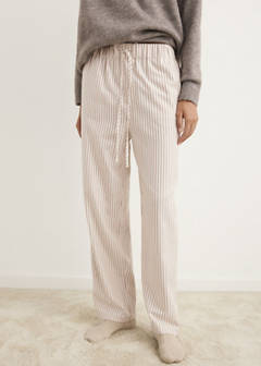 Woven striped flannel trousers — Ivory White 1