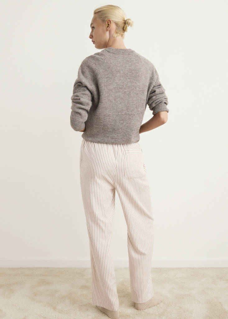 Woven striped flannel trousers — Ivory White