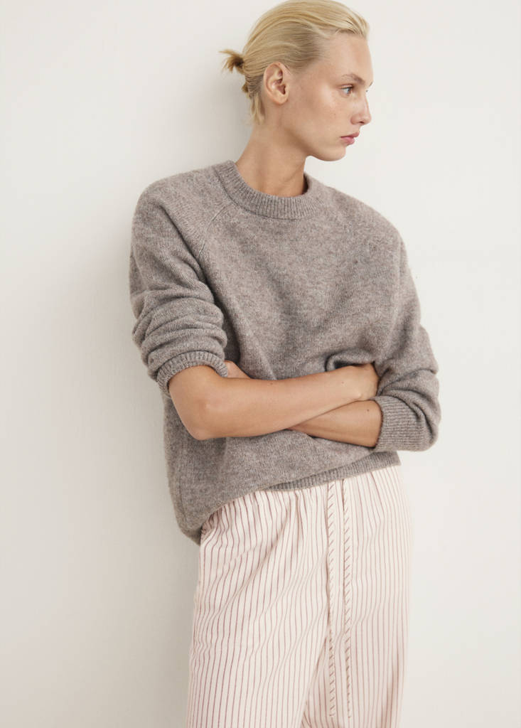 Woven striped flannel trousers — Ivory White
