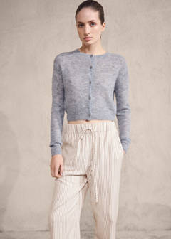 Woven striped flannel trousers — Ivory White 8