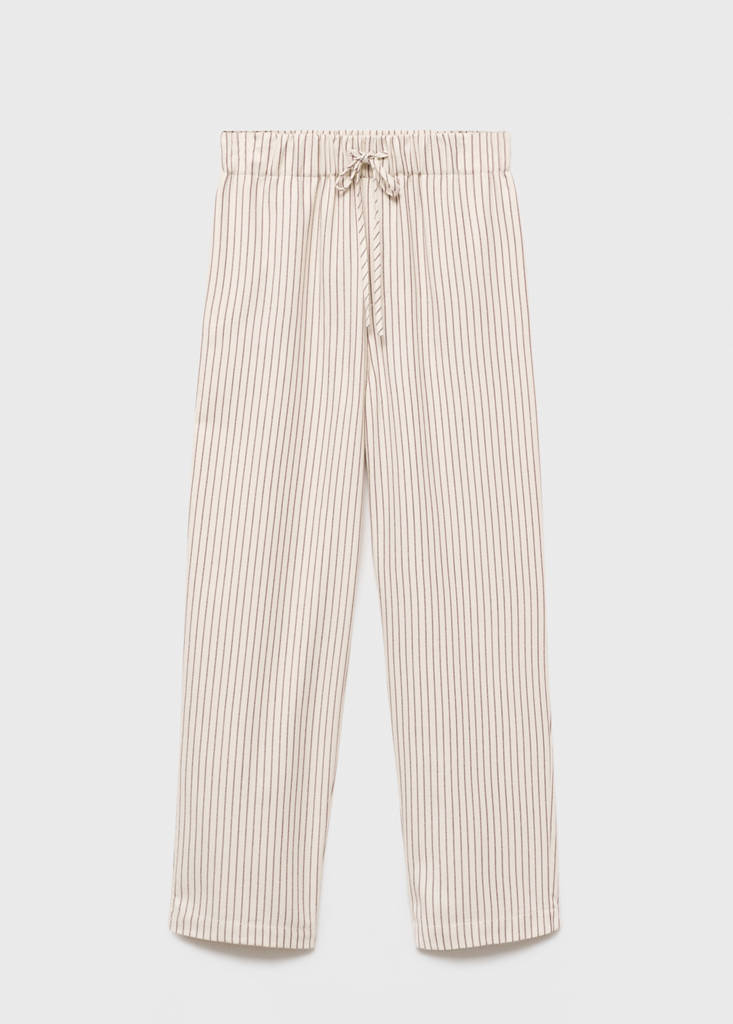 Woven striped flannel trousers — Ivory White