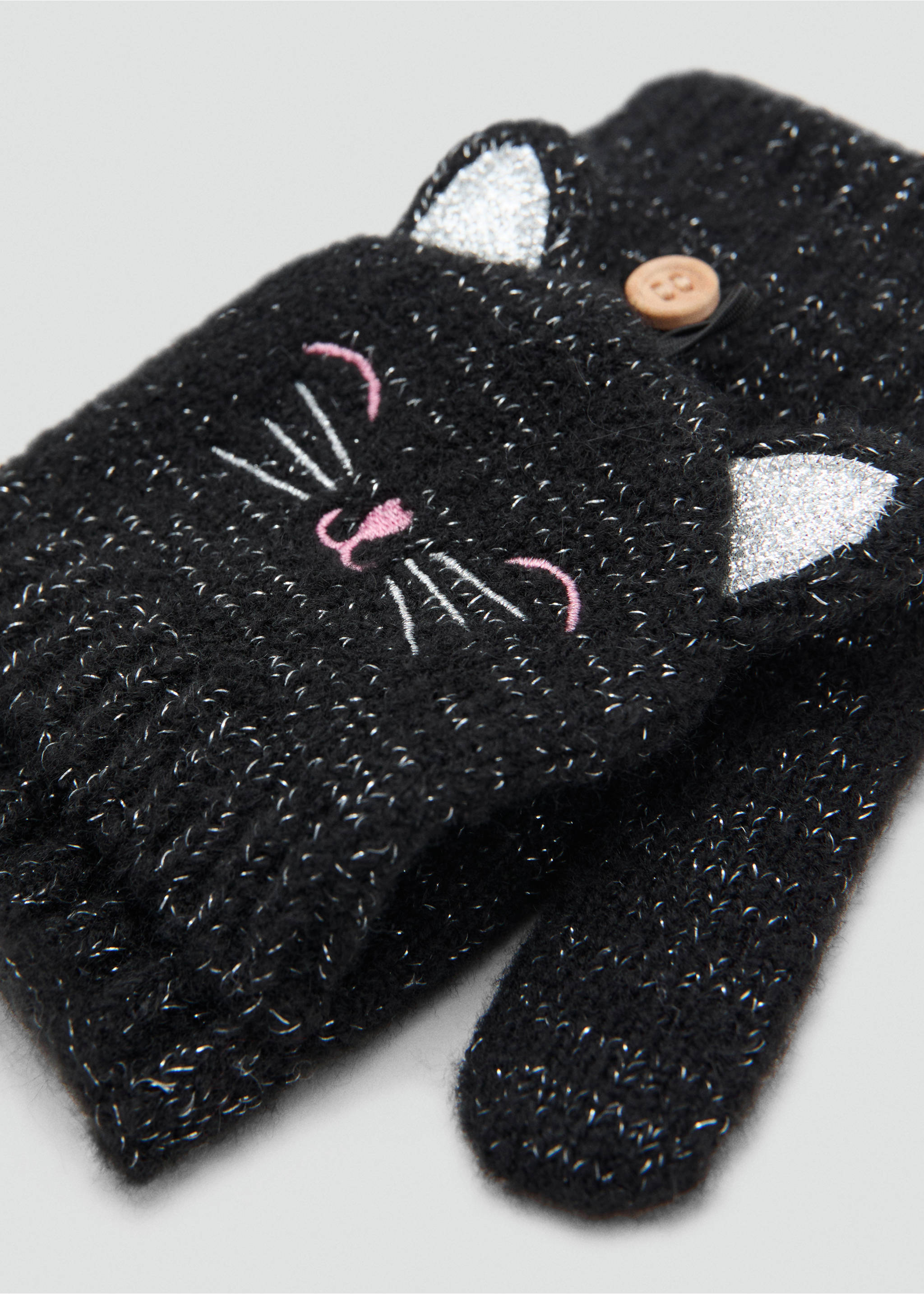 Lurex kitty gloves - Medium plane, Black. Ref: 17067130-00.