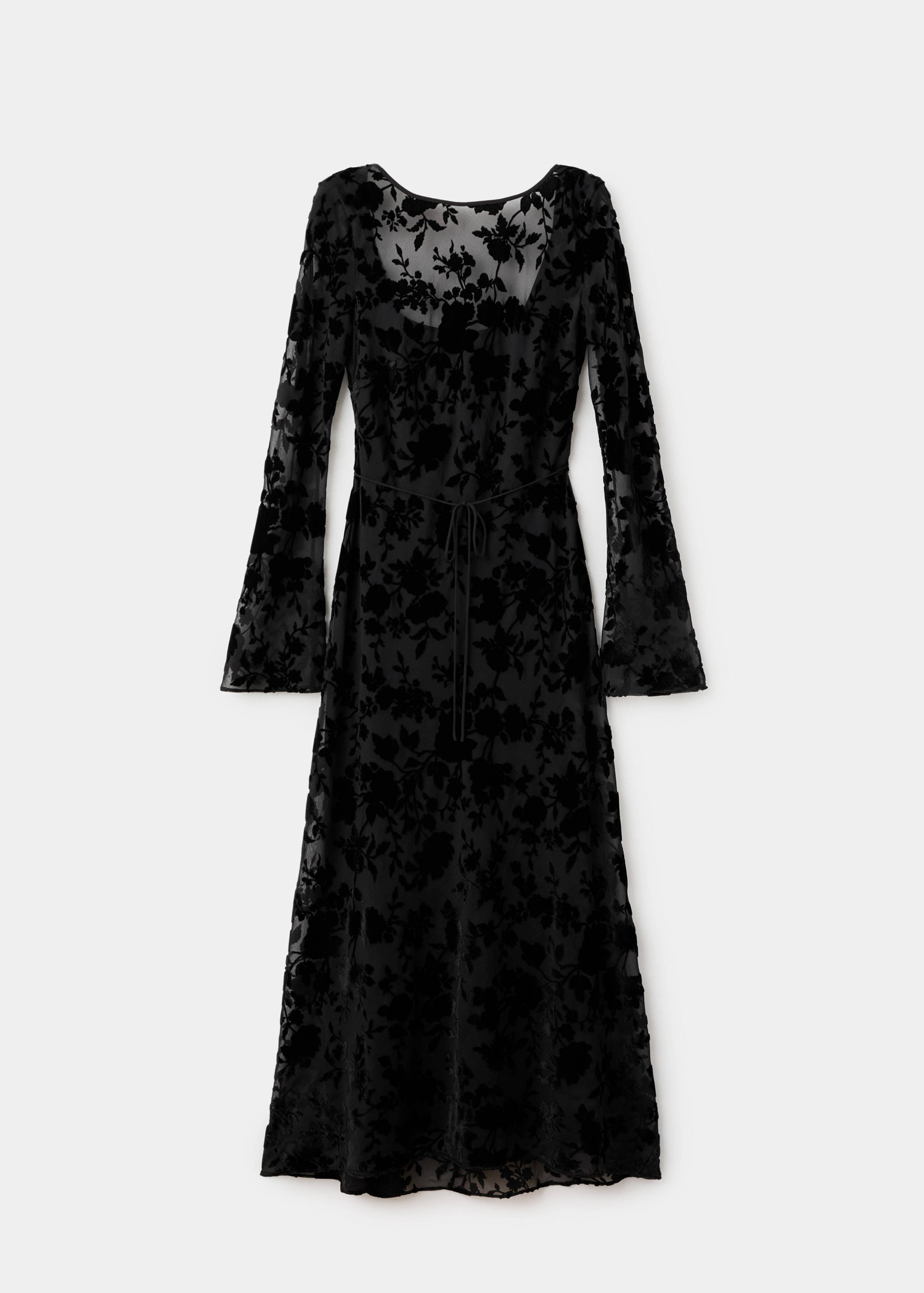 Floral jacquard dress with bell sleeves - Article without model