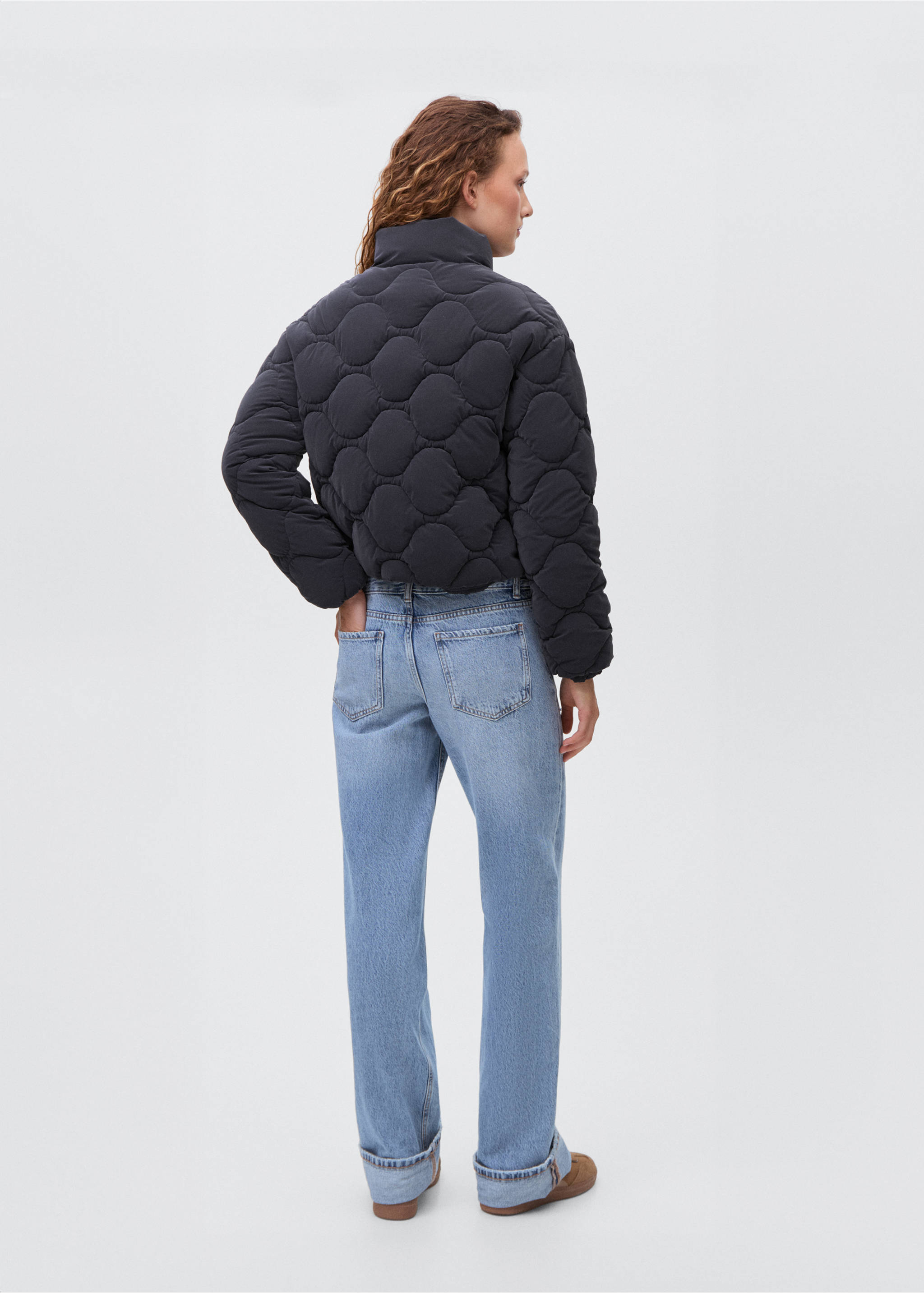 Непромокаемый стеганый анорак в ромбы - Обратная сторона изделия, Темно-синий. Ref: 17067759-00.