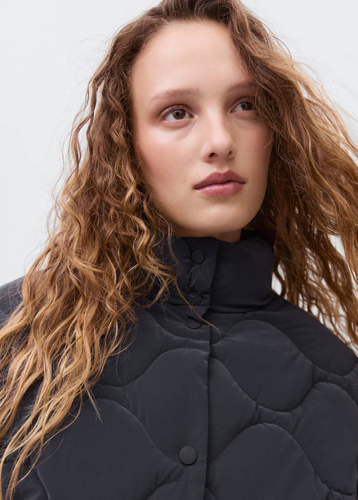 Waxed-effect padded anorak — Dark Navy