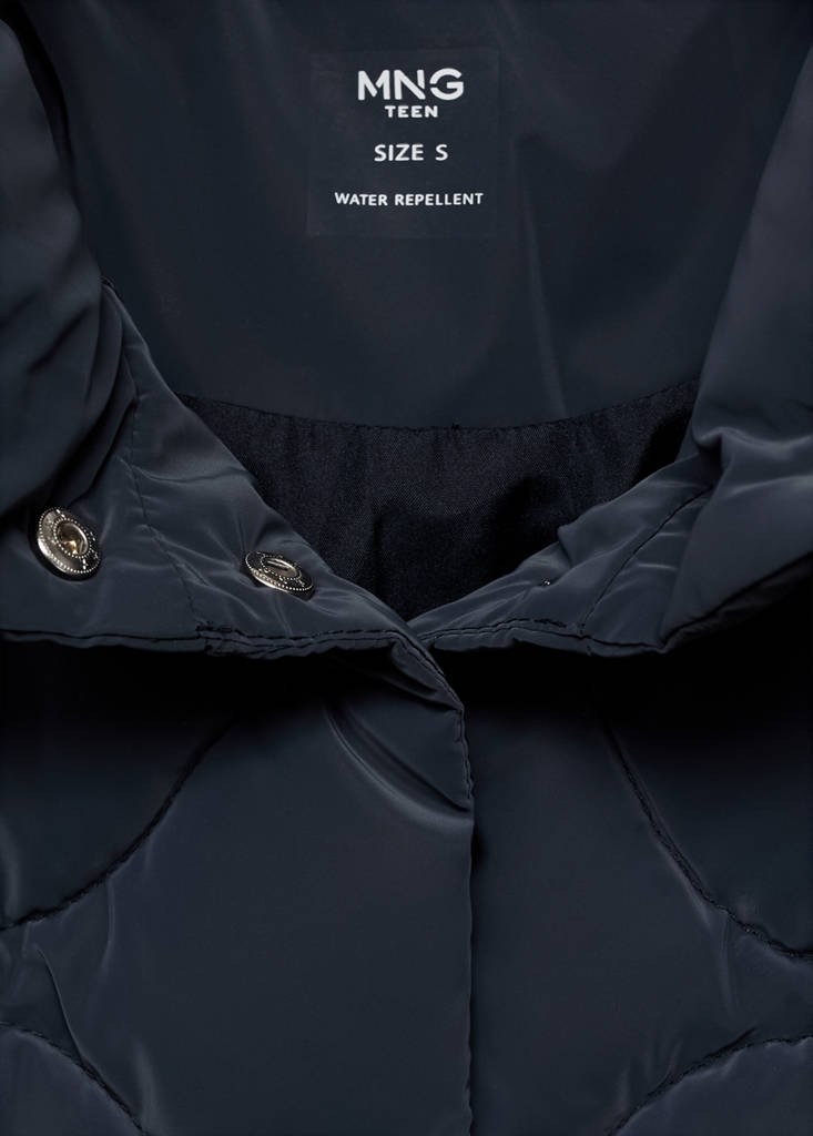 Waxed-effect padded anorak — Dark Navy
