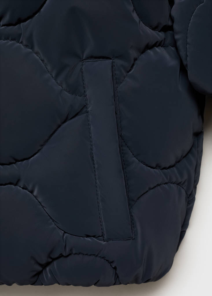 Waxed-effect padded anorak — Dark Navy
