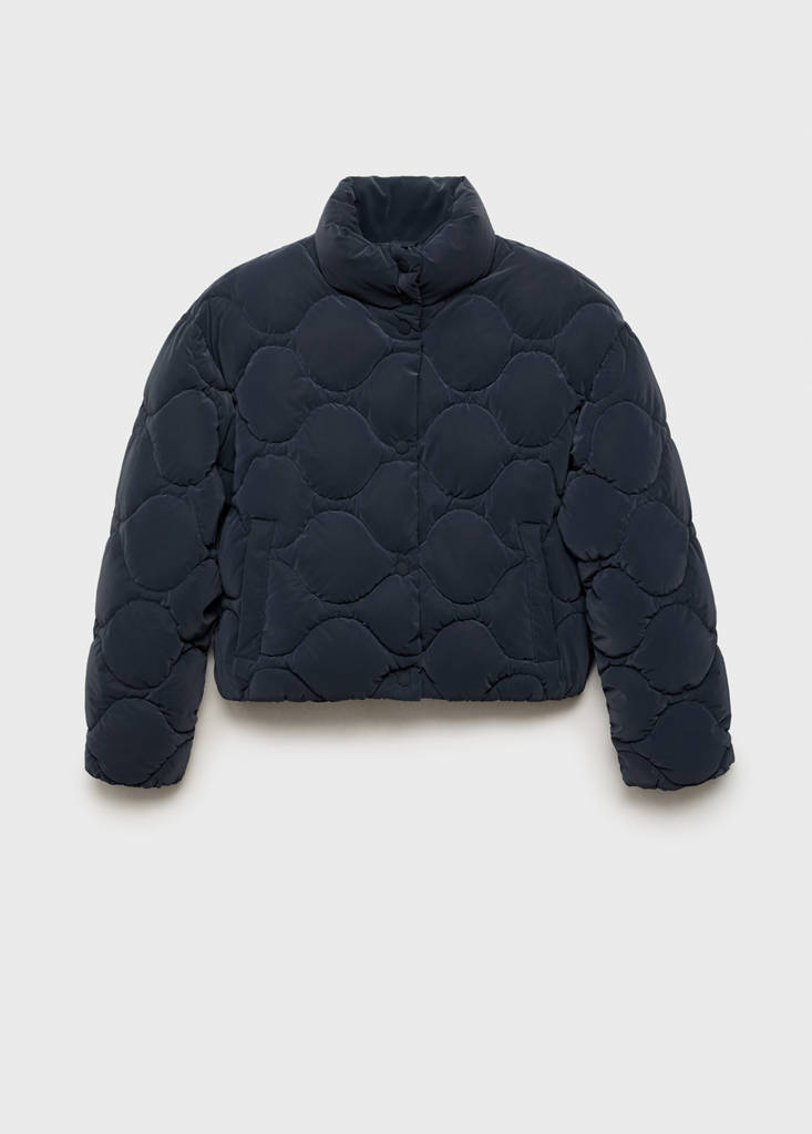 Waxed-effect padded anorak — Dark Navy