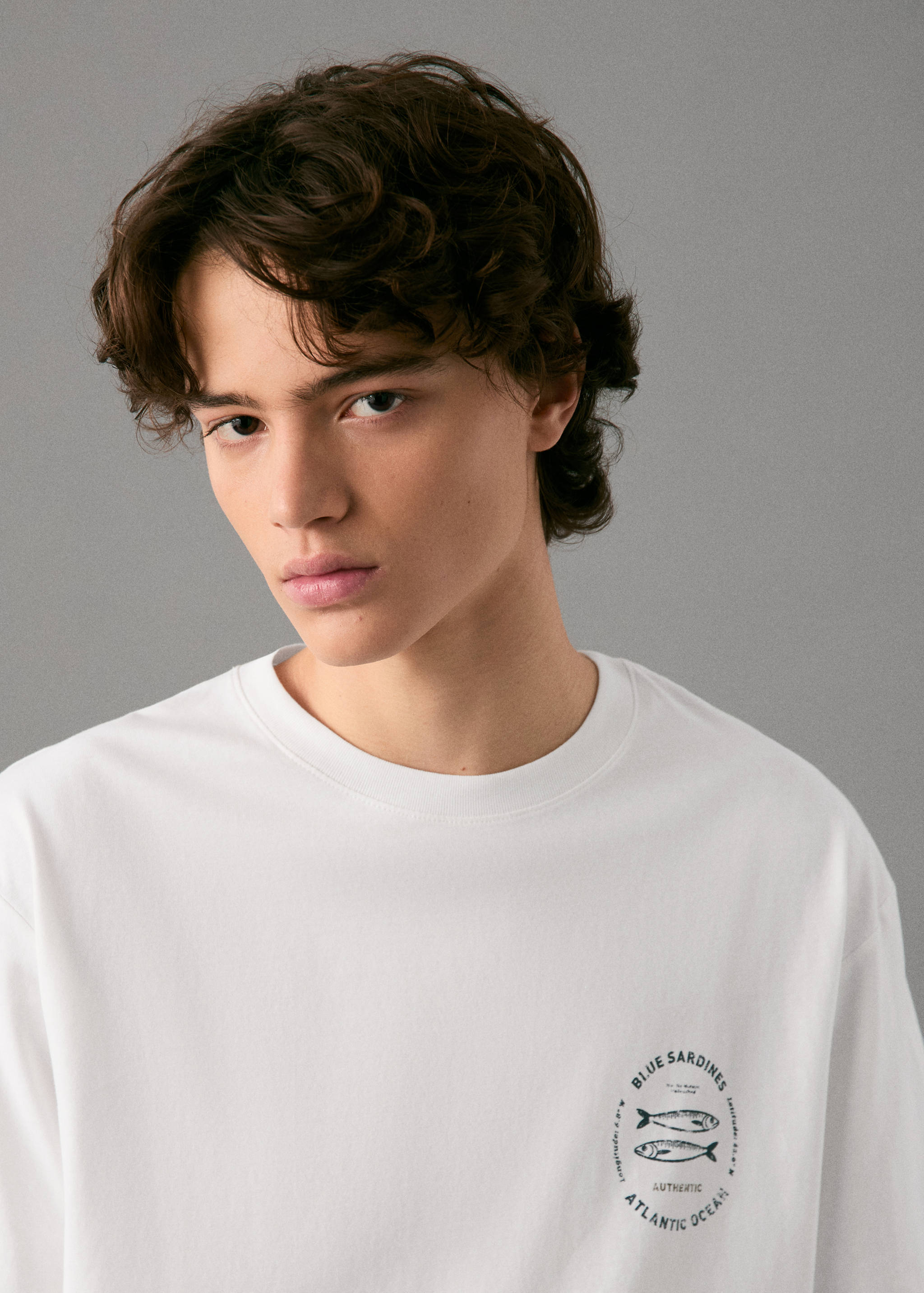 Хлопковая футболка с принтом - Деталь изделия 1