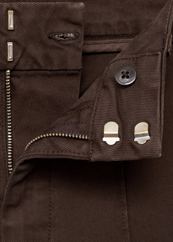 High-waisted wide leg jeans with stitching — Chocolate