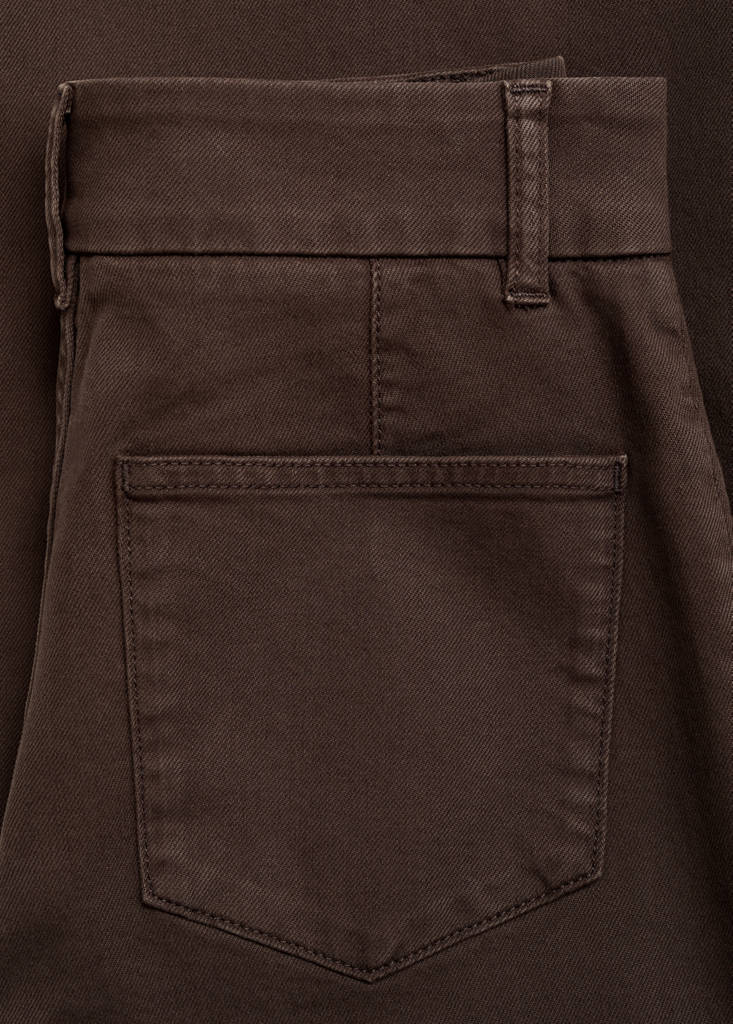High-waisted wide leg jeans with stitching — Chocolate