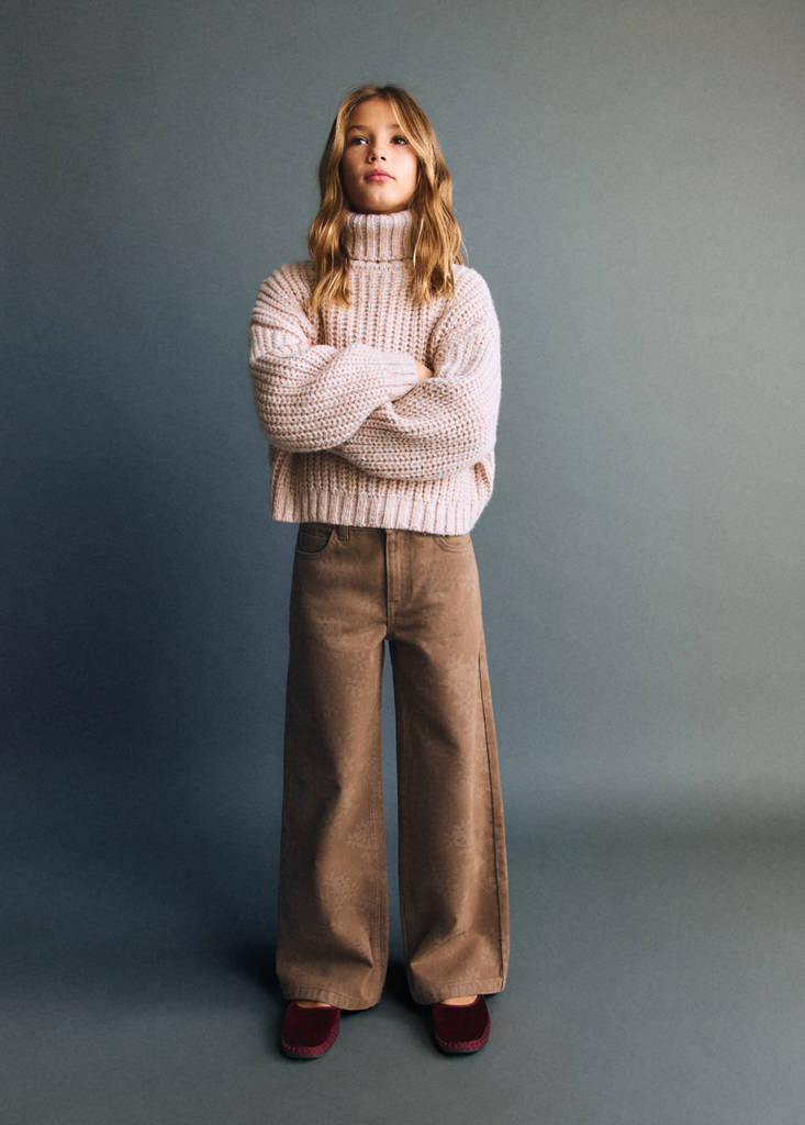 Floral-print straight-fit jeans — Brown