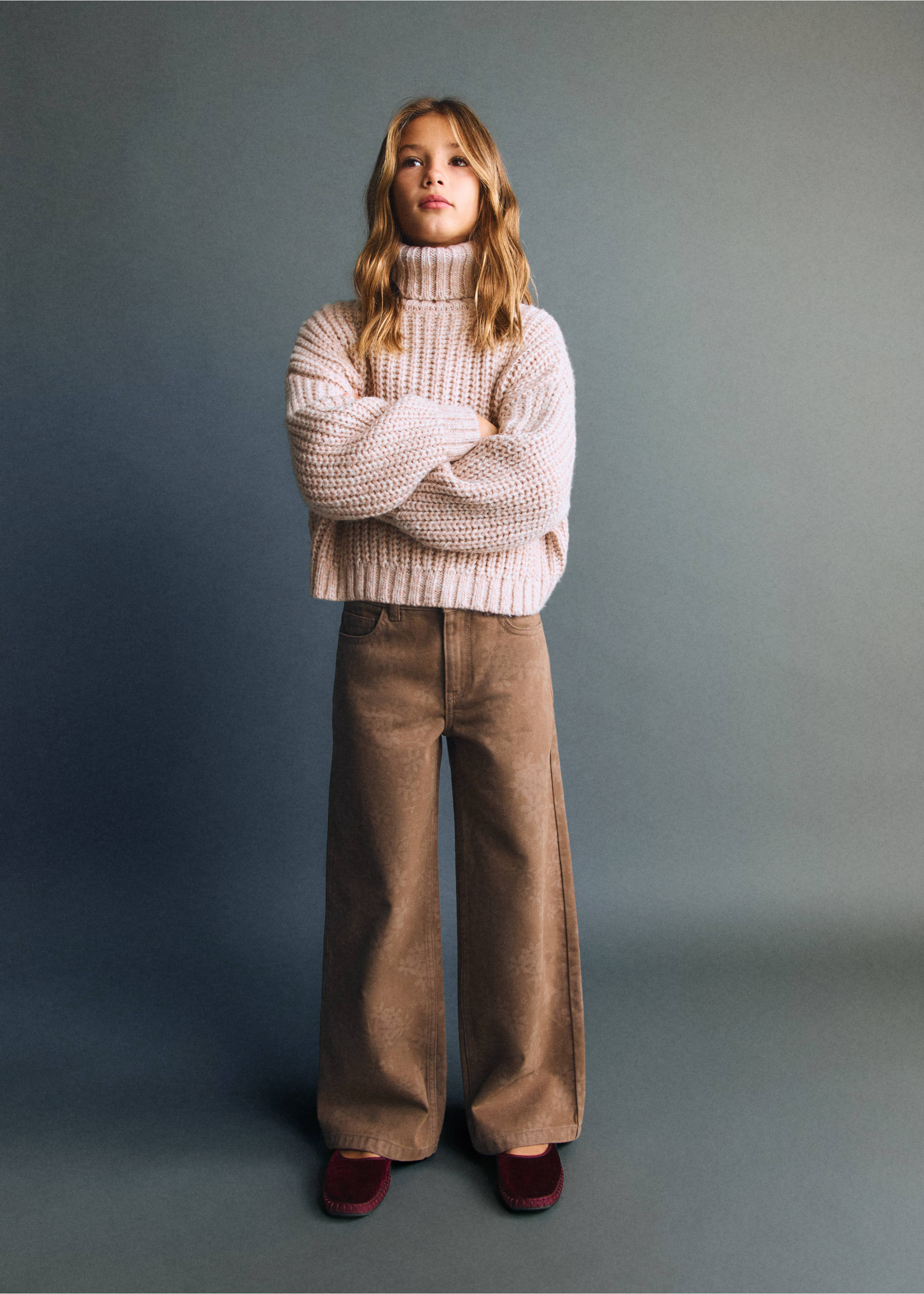 Floral-print straight-fit jeans - General plane, Brown. Ref: 17067770-00.