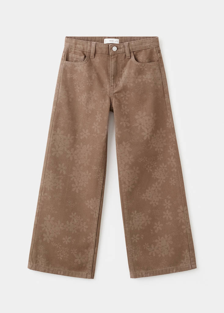 Floral-print straight-fit jeans — Brown