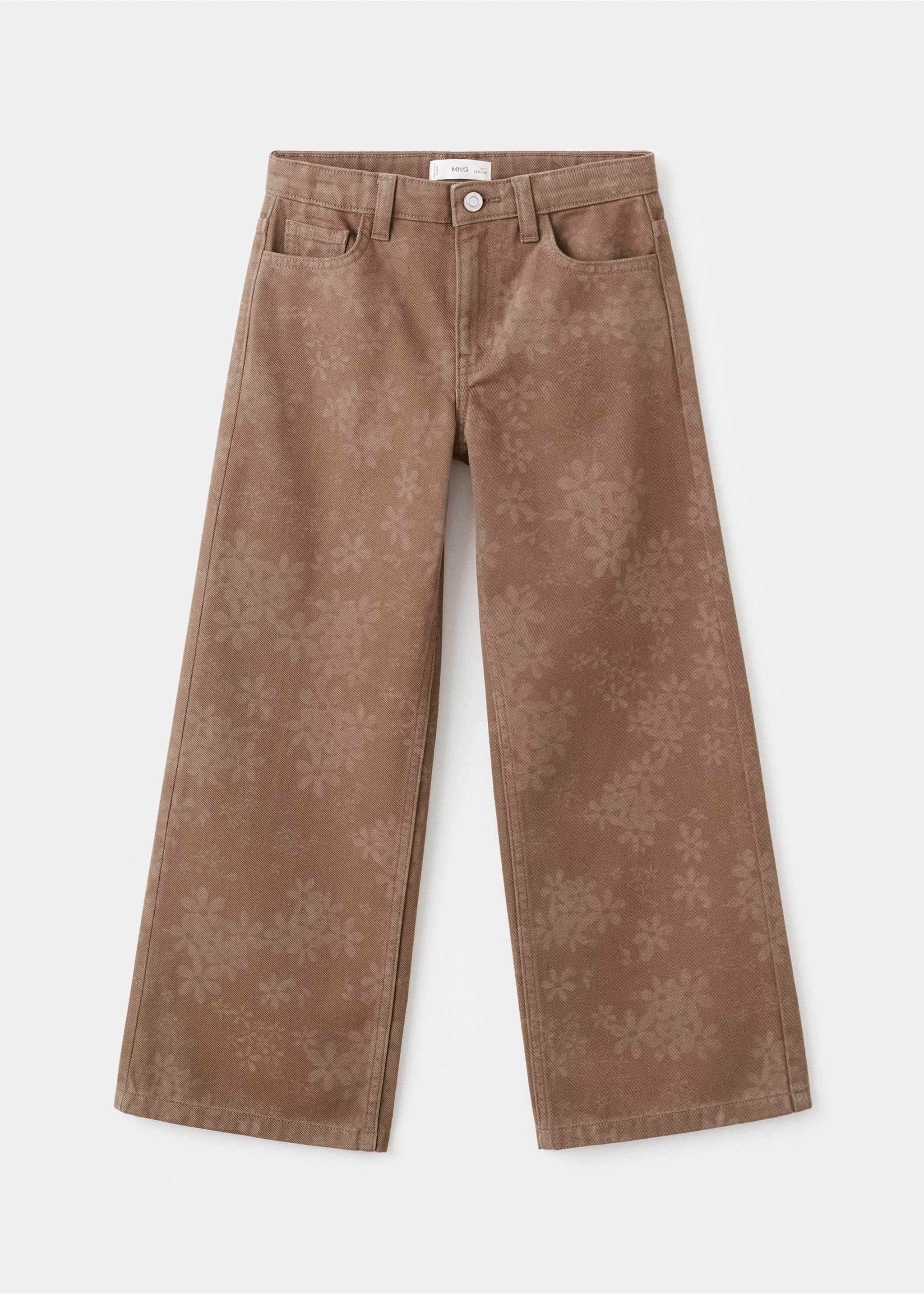Floral-print straight-fit jeans - Article without model, Brown. Ref: 17067770-00.