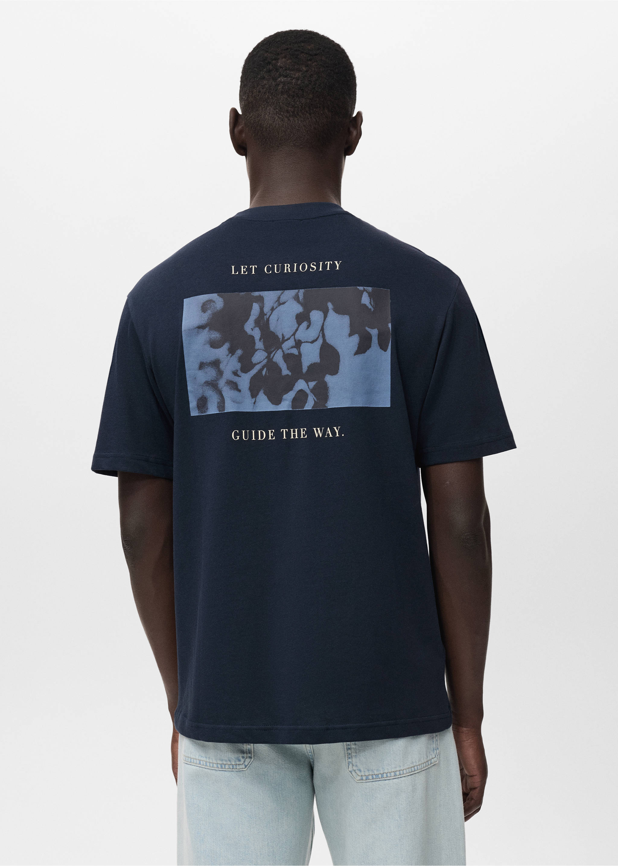 Футболка 100% хлопок с текстом - Обратная сторона изделия, Индиго. Ref: 17067771-00.