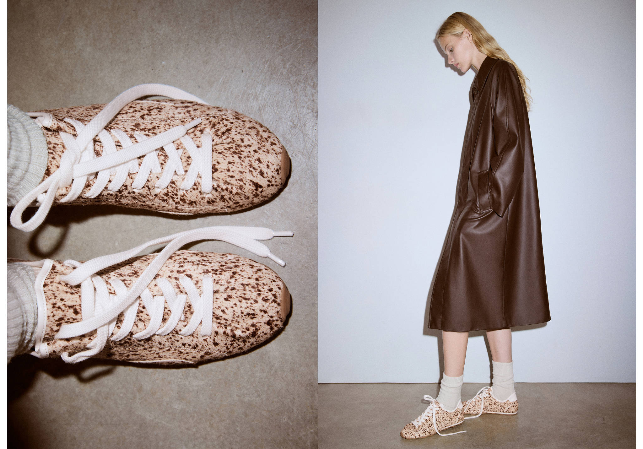 Tennis cuir fourrure - Plan panoramique