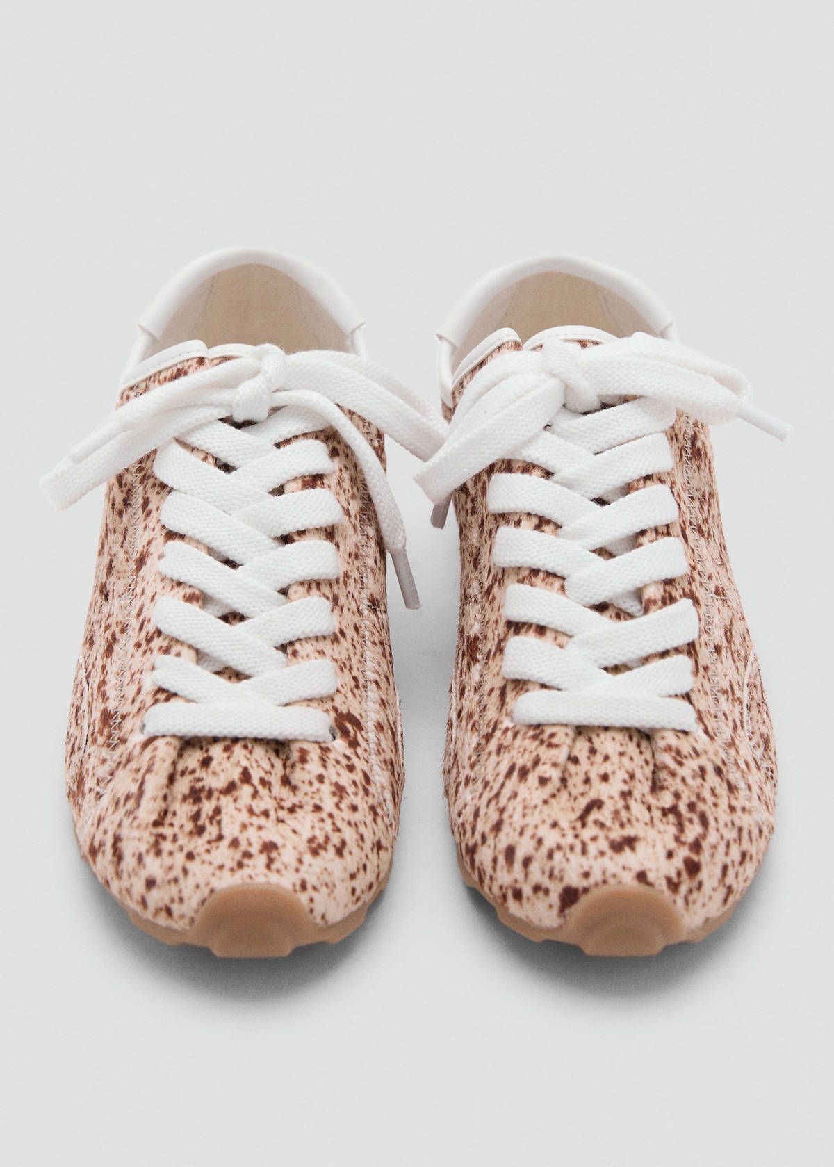 Leather trainers with fleece — Beige