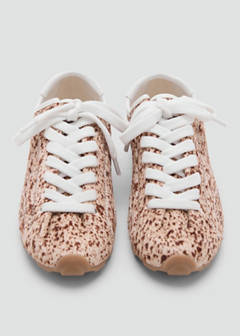 Leather trainers with fleece — Beige 6