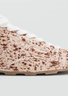 Leather trainers with fleece — Beige 7