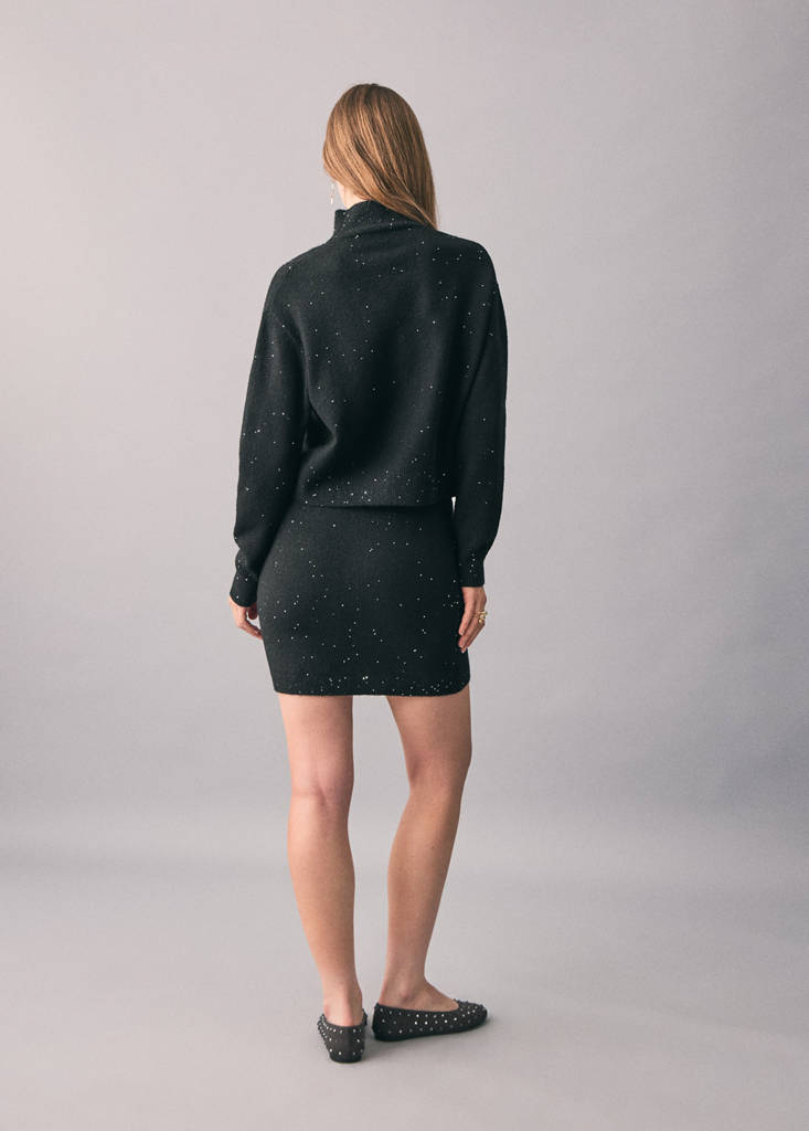 Knitted skirt with sequin detail — Black